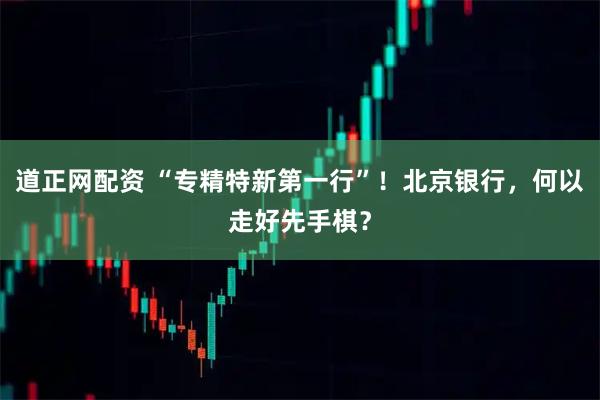 道正网配资 “专精特新第一行”！北京银行，何以走好先手棋？