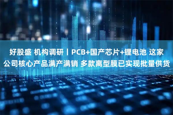 好股盛 机构调研丨PCB+国产芯片+锂电池 这家公司核心产品满产满销 多款离型膜已实现批量供货