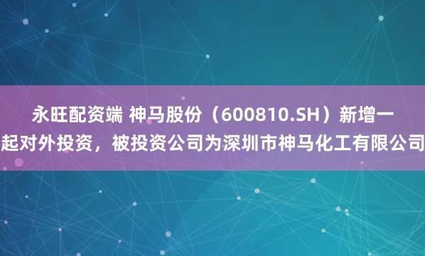 永旺配资端 神马股份（600810.SH）新增一起对外投资，被投资公司为深圳市神马化工有限公司